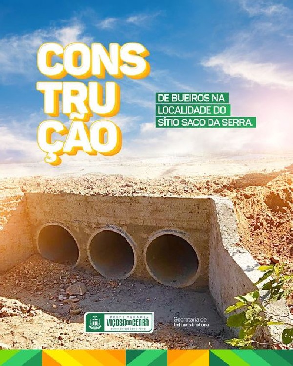Construção de bueiros de concreto no sítio Saco da Serra