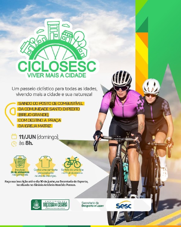 Vem aí o CicloSesc 2023, um grande passeio ciclístico em nosso município!