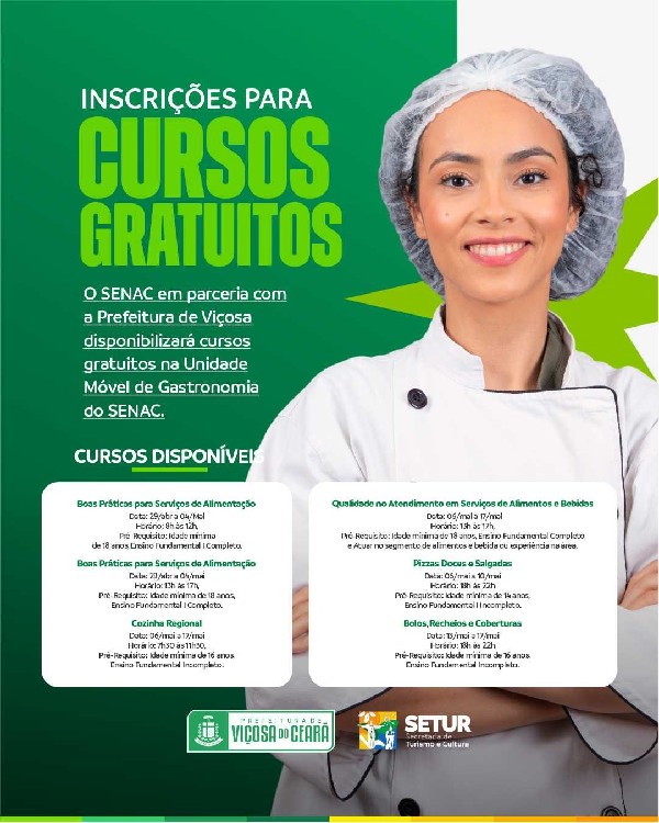 INSCRIÇÕES PARA CURSOS GRATUITOS